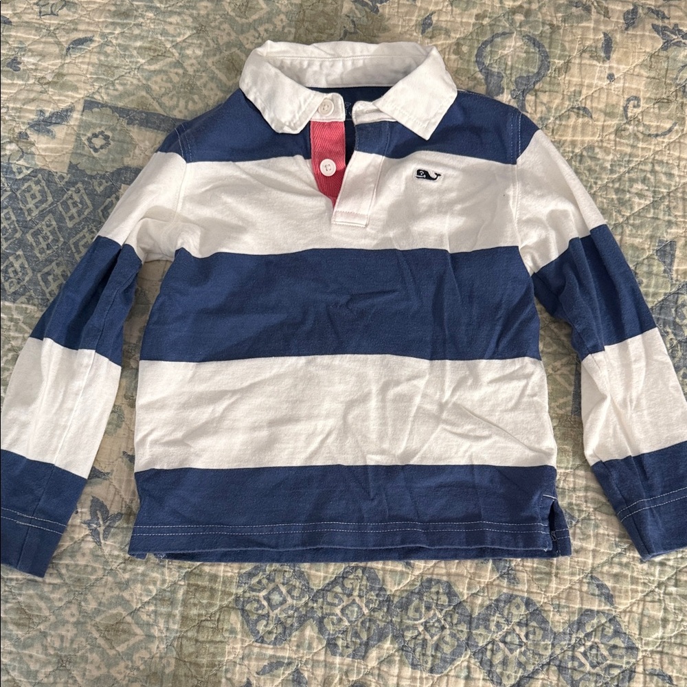 Vineyard Vines Kids Navy and White Polo (Rugby) with Red Accent